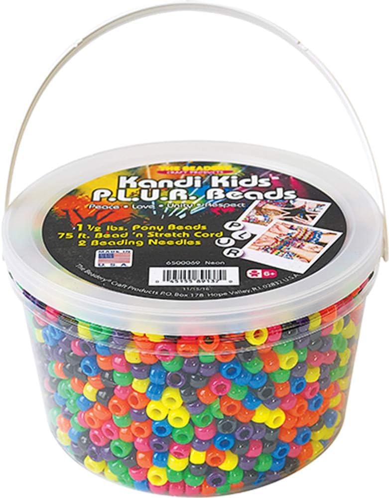 The Beadery Ultra Kandi Rave Bead Neon Bucket, Multicolor, Original Version - Image 1